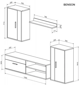 HALMAR Sada obývacího nábytku Benson dub artisan/černá