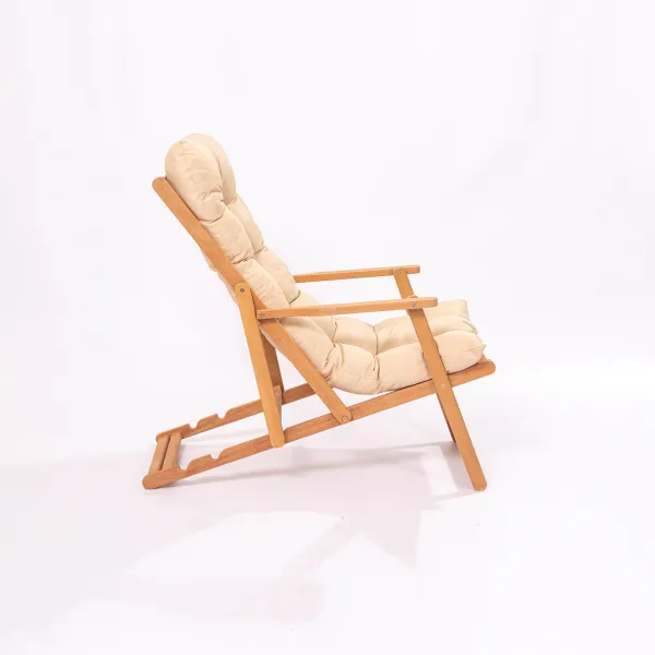 Kalune Design Skládací zahradní lehátko Triol z masivu hnědé/krémové