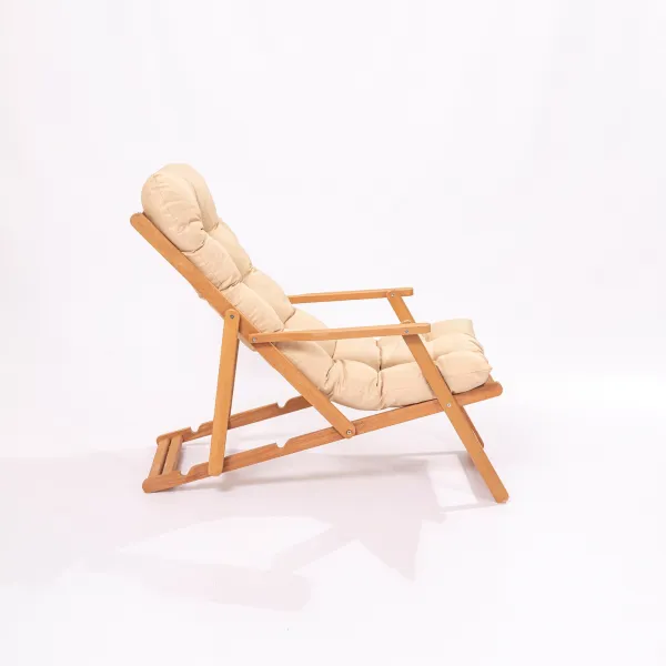 Kalune Design Skládací zahradní lehátko Triol z masivu hnědé/krémové