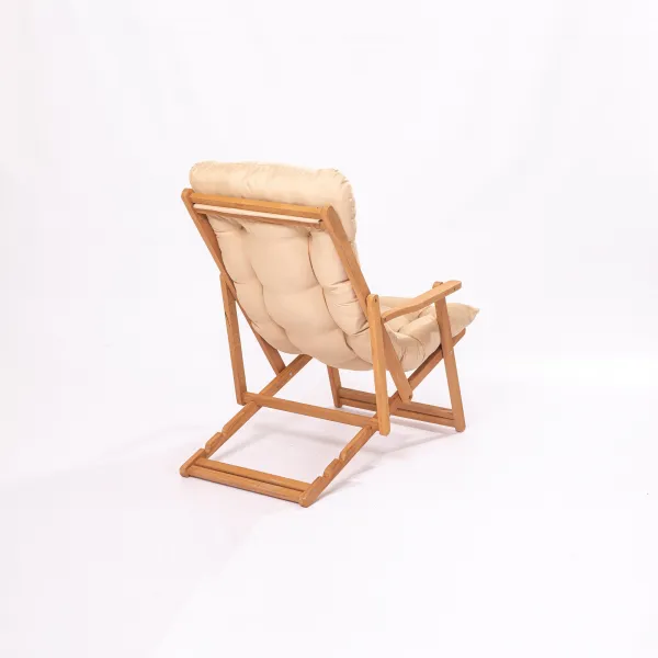 Kalune Design Skládací zahradní lehátko Triol z masivu hnědé/krémové