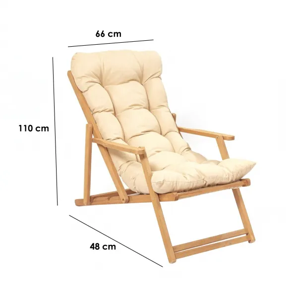 Kalune Design Skládací zahradní lehátko Triol z masivu hnědé/krémové