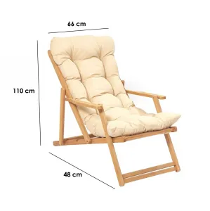 Kalune Design Skládací zahradní lehátko Triol z masivu hnědé/krémové