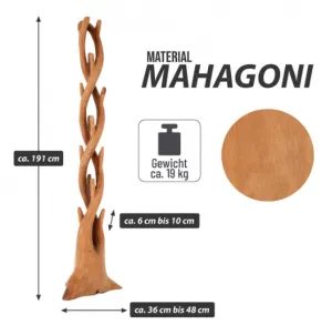 Vešiak DIVERO z masívneho mahagónu, 190 cm