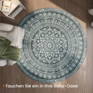 Okrúhly koberec Boho, antracitový, protišmykový, 160 cm