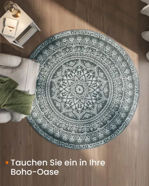 Okrúhly koberec Boho, antracitový, protišmykový, 160 cm