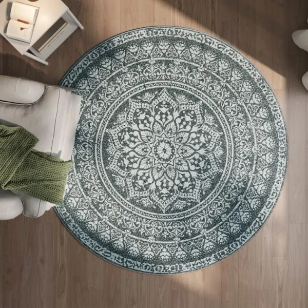 Okrúhly koberec Boho, antracitový, protišmykový, 160 cm