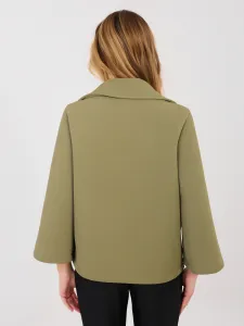 Khaki dámska bunda s brošňou