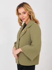 Khaki dámska bunda s brošňou