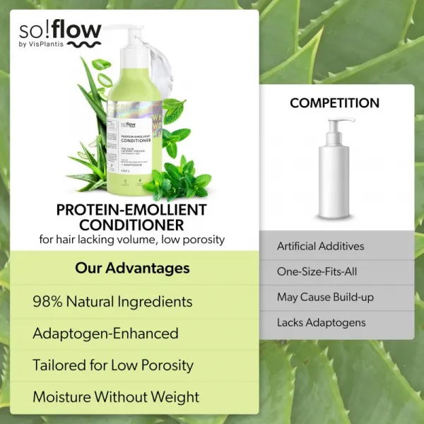 so!flow Low Porosity Hair Protein-Emollient Conditioner kondicionér pre vlasy bez objemu 400 ml