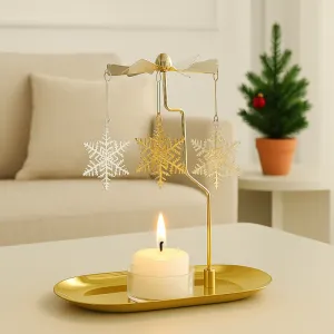 Livefy svietnik s kolotočom Snowflake, zlatý