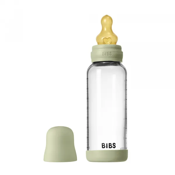 BIBS Baby Glass Bottle Round Latex antikoliková fľaša Sage 240 ml