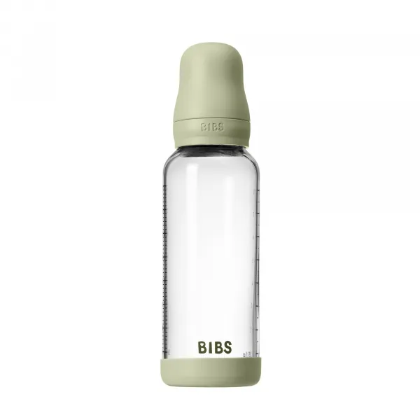 BIBS Baby Glass Bottle Round Latex antikoliková fľaša Sage 240 ml