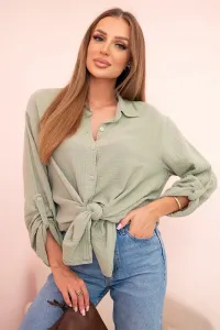 Legínovo Bavlnená mušelínová oversize košeľa svetlo béžová Farba: Mätová, Veľkosť: UNI