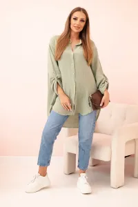 Legínovo Bavlnená mušelínová oversize košeľa svetlo béžová Farba: Mätová, Veľkosť: UNI