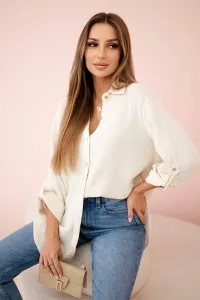 Legínovo Bavlnená mušelínová oversize košeľa svetlo béžová Farba: Mätová, Veľkosť: UNI