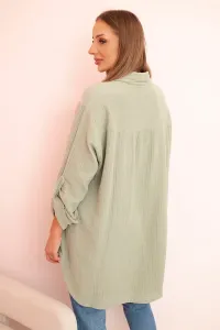 Legínovo Bavlnená mušelínová oversize košeľa svetlo béžová Farba: Mätová, Veľkosť: UNI