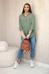 Legínovo Bavlnená mušelínová oversize košeľa svetlo béžová Farba: Mätová, Veľkosť: UNI