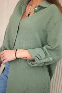 Legínovo Bavlnená mušelínová oversize košeľa svetlo béžová Farba: Mätová, Veľkosť: UNI