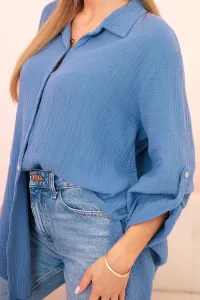 Legínovo Bavlnená mušelínová oversize košeľa svetlo béžová Farba: Mätová, Veľkosť: UNI