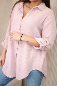 Legínovo Bavlnená mušelínová oversize košeľa svetlo béžová Farba: Mätová, Veľkosť: UNI