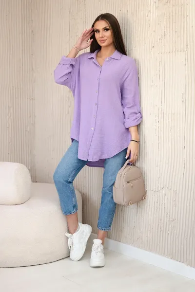 Legínovo Bavlnená mušelínová oversize košeľa svetlo béžová Farba: Mätová, Veľkosť: UNI