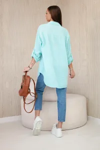 Legínovo Bavlnená mušelínová oversize košeľa svetlo béžová Farba: Mätová, Veľkosť: UNI