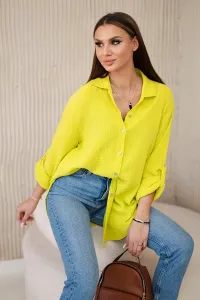 Legínovo Bavlnená mušelínová oversize košeľa svetlo béžová Farba: Mätová, Veľkosť: UNI