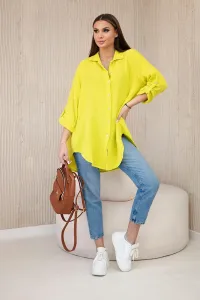Legínovo Bavlnená mušelínová oversize košeľa svetlo béžová Farba: Mätová, Veľkosť: UNI
