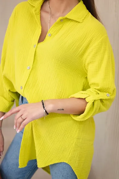 Legínovo Bavlnená mušelínová oversize košeľa svetlo béžová Farba: Mätová, Veľkosť: UNI