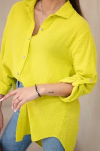 Legínovo Bavlnená mušelínová oversize košeľa svetlo béžová Farba: Mätová, Veľkosť: UNI