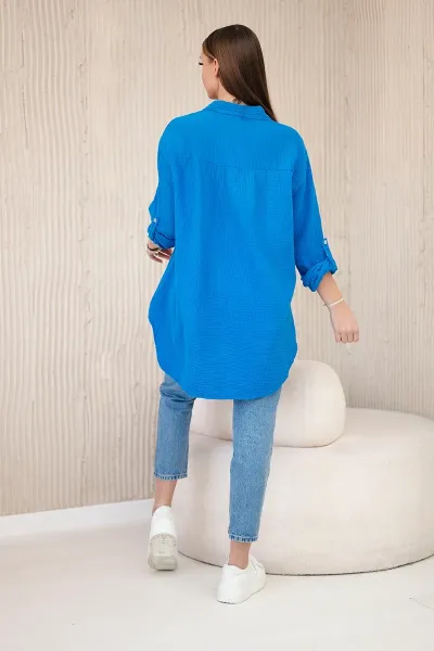 Legínovo Bavlnená mušelínová oversize košeľa svetlo béžová Farba: Mätová, Veľkosť: UNI