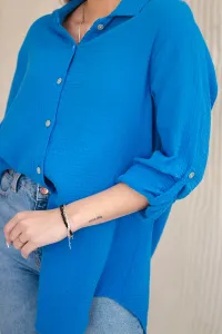Legínovo Bavlnená mušelínová oversize košeľa svetlo béžová Farba: Mätová, Veľkosť: UNI