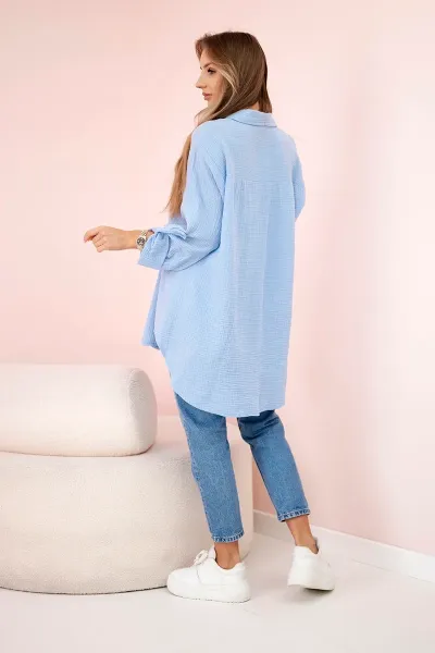 Legínovo Bavlnená mušelínová oversize košeľa svetlo béžová Farba: Mätová, Veľkosť: UNI