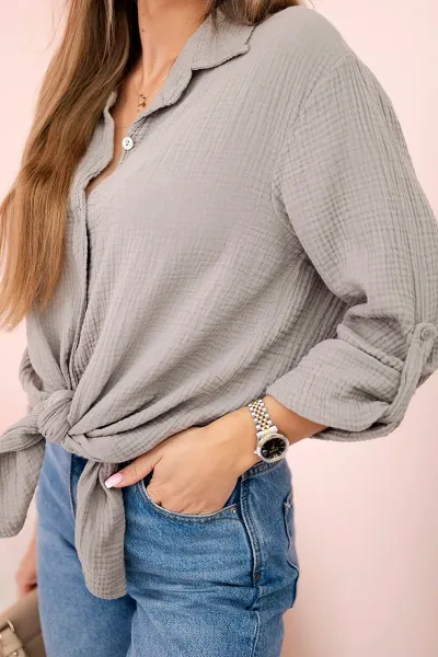 Legínovo Bavlnená mušelínová oversize košeľa svetlo béžová Farba: Mätová, Veľkosť: UNI