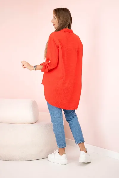Legínovo Bavlnená mušelínová oversize košeľa svetlo béžová Farba: Mätová, Veľkosť: UNI