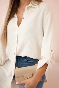 Legínovo Bavlnená mušelínová oversize košeľa svetlo béžová Farba: Mätová, Veľkosť: UNI