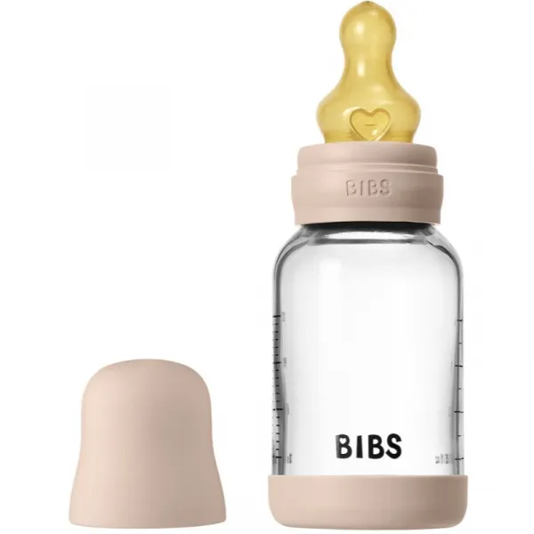 BIBS Baby Glass Bottle Round Latex antikoliková fľaša Blush 120 ml
