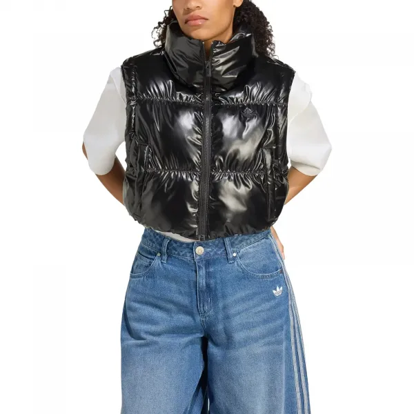 adidas Essentials Glossy 2-in-1 Cropped Jacket "Black" (JX2988)