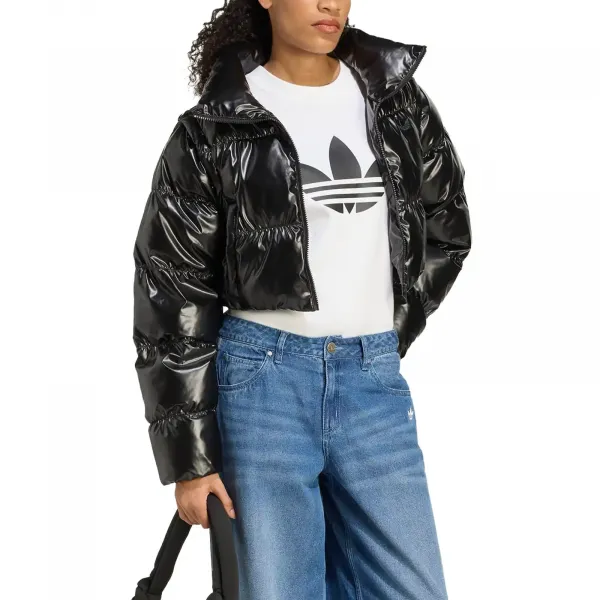 adidas Essentials Glossy 2-in-1 Cropped Jacket "Black" (JX2988)