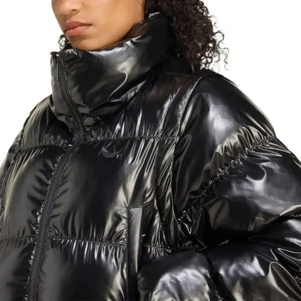 adidas Essentials Glossy 2-in-1 Cropped Jacket "Black" (JX2988)