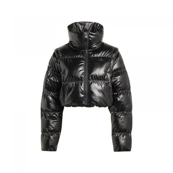 adidas Essentials Glossy 2-in-1 Cropped Jacket "Black" (JX2988)