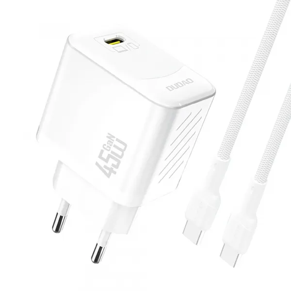 Dudao A28C nabíjačka + USB-C kábel, 45W, GaN, biela