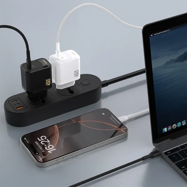 Dudao A28C nabíjačka + USB-C kábel, 45W, GaN, biela