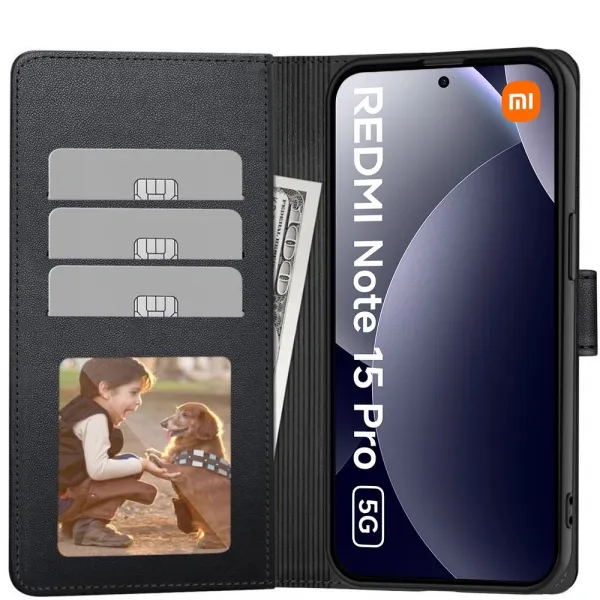 Tech-Protect Wallet knižkové puzdro na Xiaomi Redmi Note 15 Pro 5G, čierne