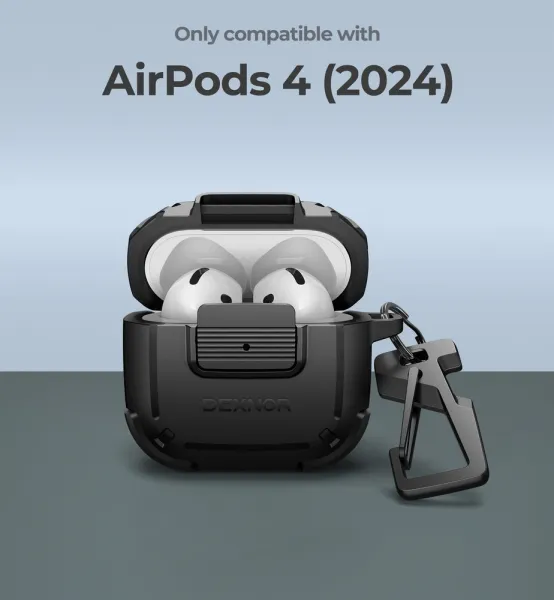 Dexnor odolné puzdro, Apple AirPods 4, čierne