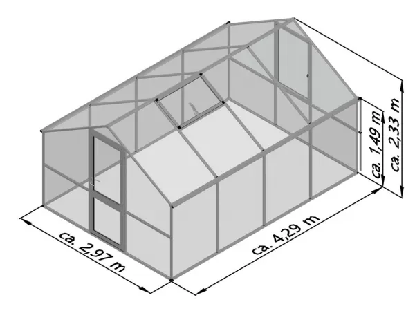Záhradný skleník KGT Orchidee IV 4,3 x 3 m, zelená