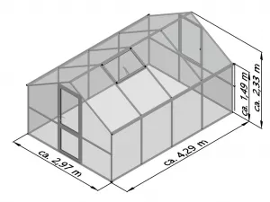 Záhradný skleník KGT Orchidee IV 4,3 x 3 m, zelená