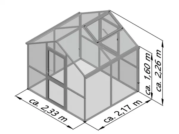 Záhradný skleník KGT Iris II 2,2 x 2,3 m, antracit/sivá