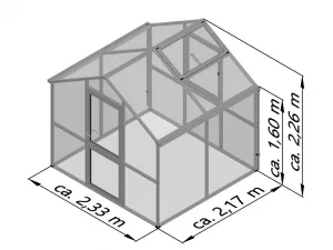 Záhradný skleník KGT Iris II 2,2 x 2,3 m, antracit/sivá