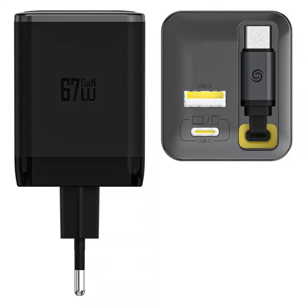 DUDAO A67EU GaN 67W Sieťová nabíjačka s káblom USB-C čierna